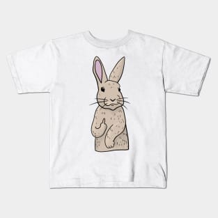 Grumpy Rabbit Holding Middle finger funny gift Kids T-Shirt